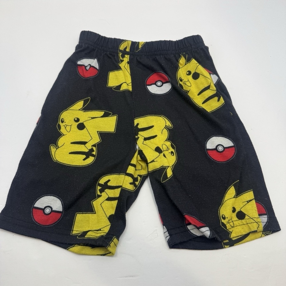 Pokemon Pajamas Set Pikachu Pants T Shirt Shorts Boy Girl 4/5 Black Yellow - Picture 3 of 15